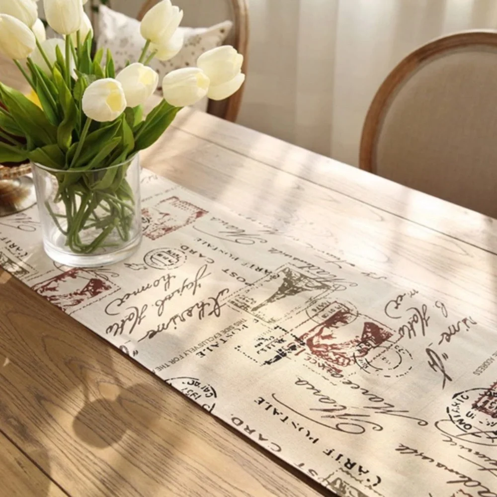 Classic Linen & Cotton Printed Natural Table Runner